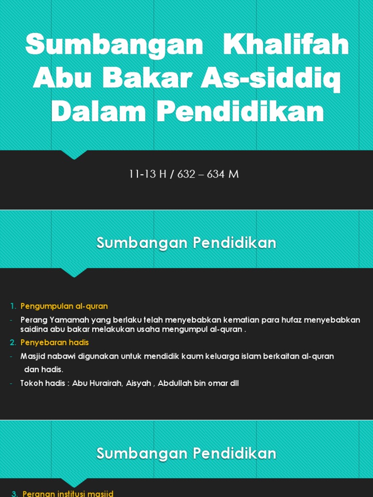 Sumbangan Khalifah Abu Bakar As Siddiq Dalam Pendidikan Pdf