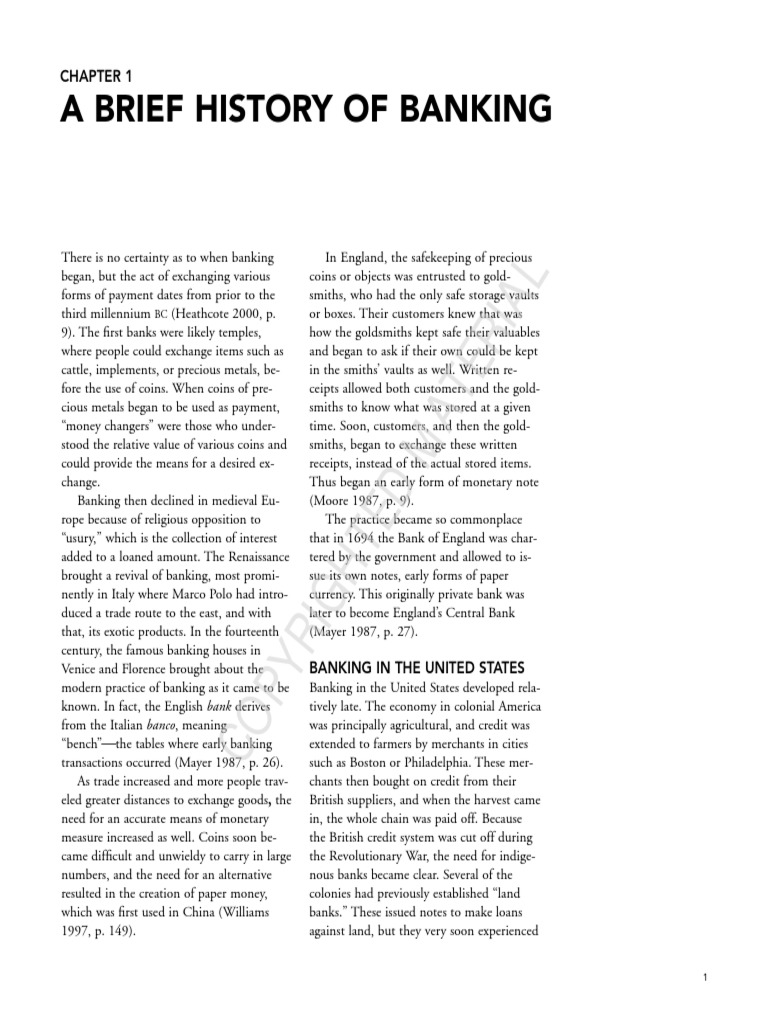 A Brief History of Banking PDF Cheque Second Bank Of The United
