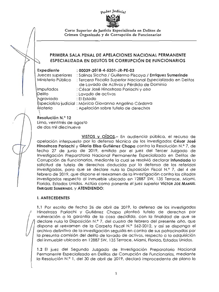 Tutela Derechos de Hinostroza | PDF