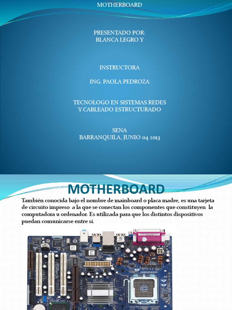 Componentes y Funciones de la Motherboard | PDF | Hardware de la ...