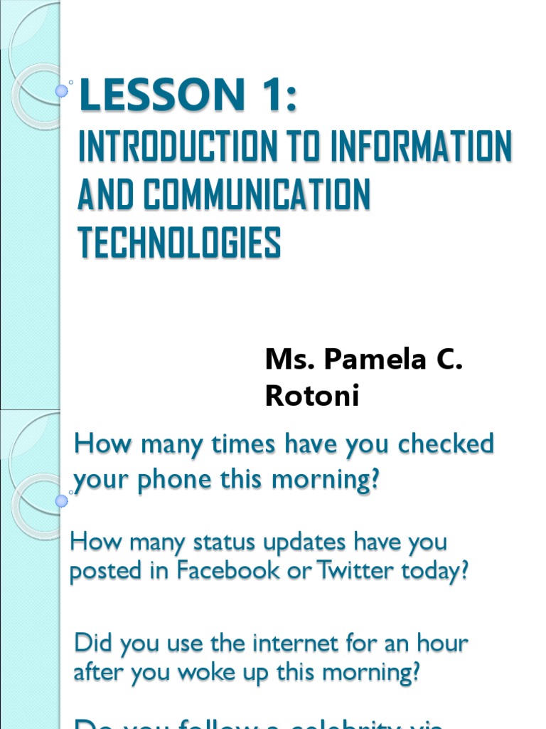 Lesson 1 INTRO ICT | PDF | Social Media | Popular Culture & Media Studies