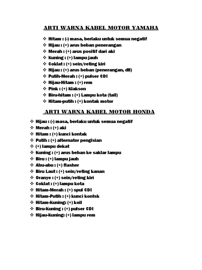 Arti Warna Kabel Motor Yamaha Pdf