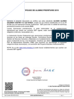 Certificado de Alumno Prioritario 2019: GAJARDO CASTRO RUN 22118198-0, Cumple Con Los Criterios Establecidos en La Ley Nº