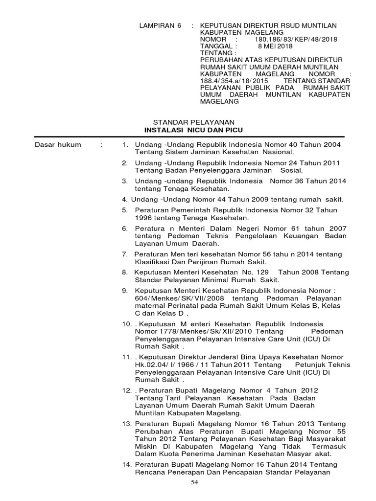 Standar Pelayanan Instalasi Nicu Dan Picu Pdf