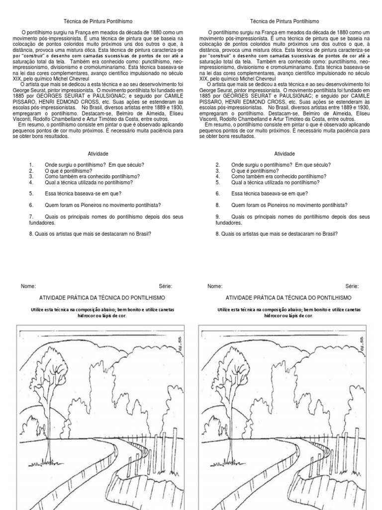 Atividades de Arte: Pontilhismo para Alunos | PDF | Arte Moderna ...