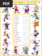 Sports Vocabulary Esl Unscramble The Words Worksheets For Kids