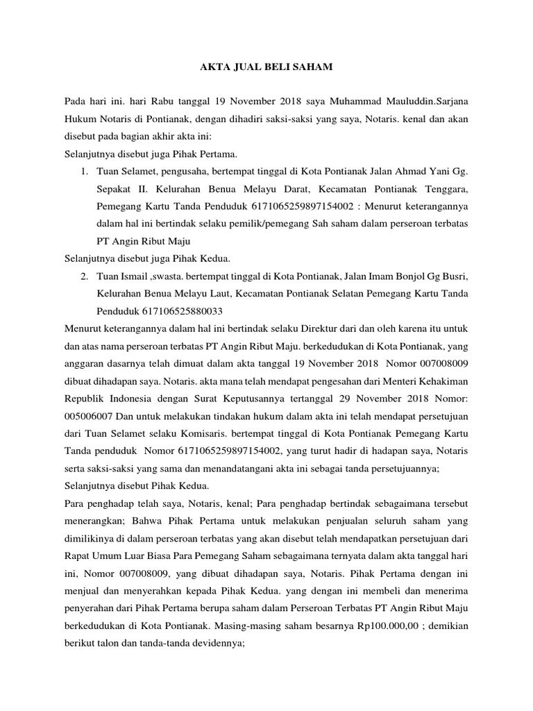 Akta Jual Beli Saham