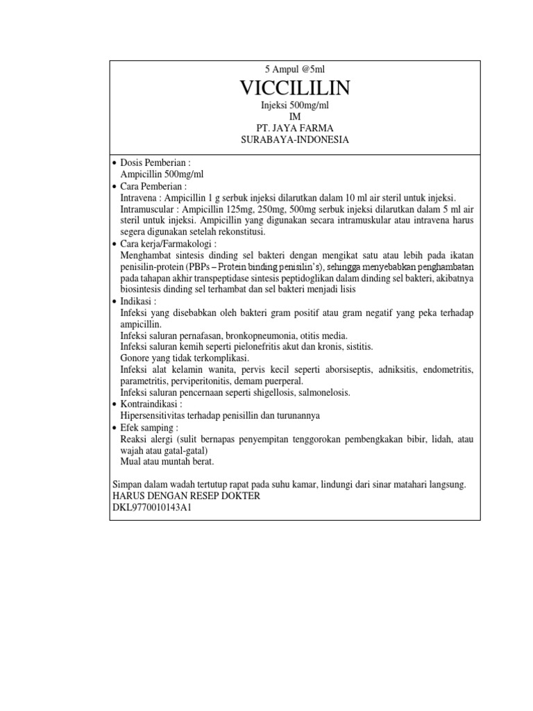 Ampisilin Injeksi: Indikasi dan Dosis | PDF | Kesehatan Holistik