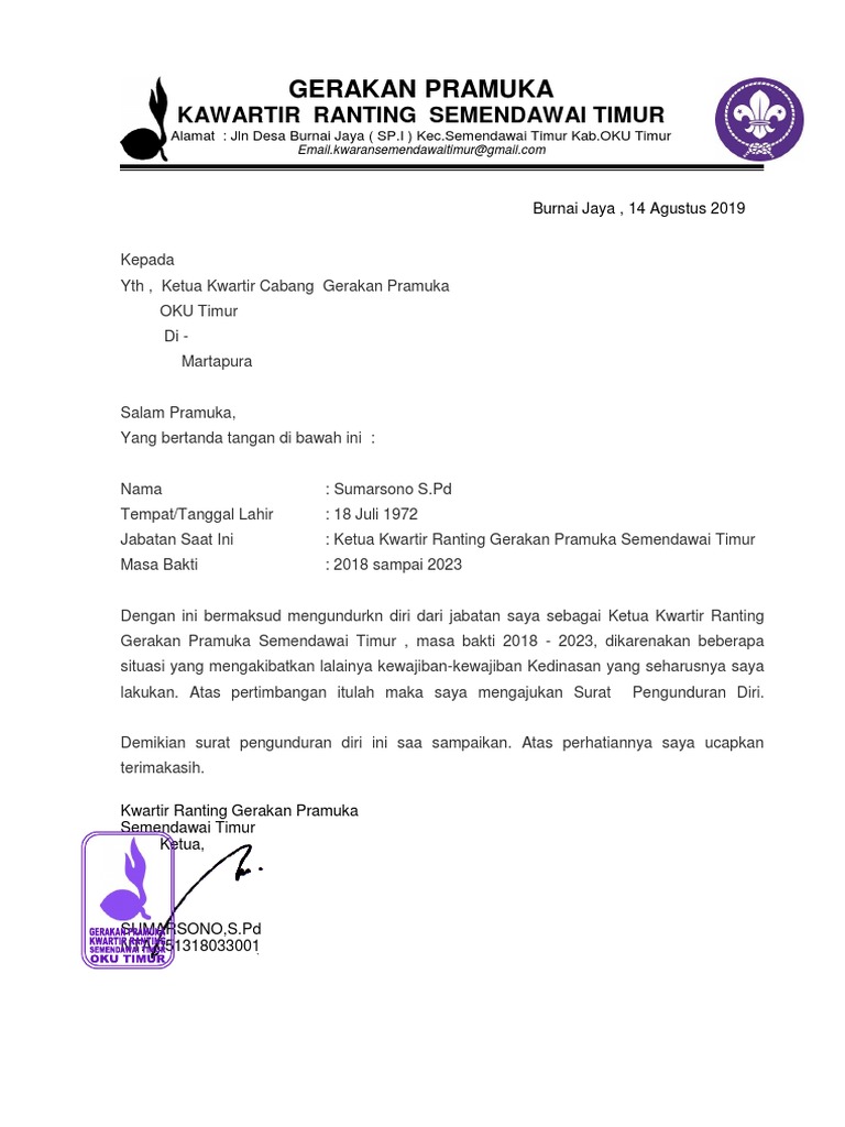 Surat Pengunduran Diri Pdf