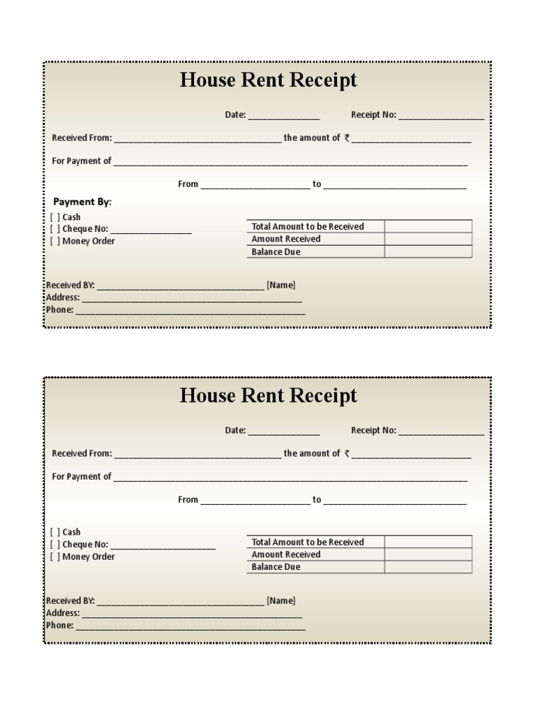 House Rent Receipt Template | PDF | Money Order | Payments