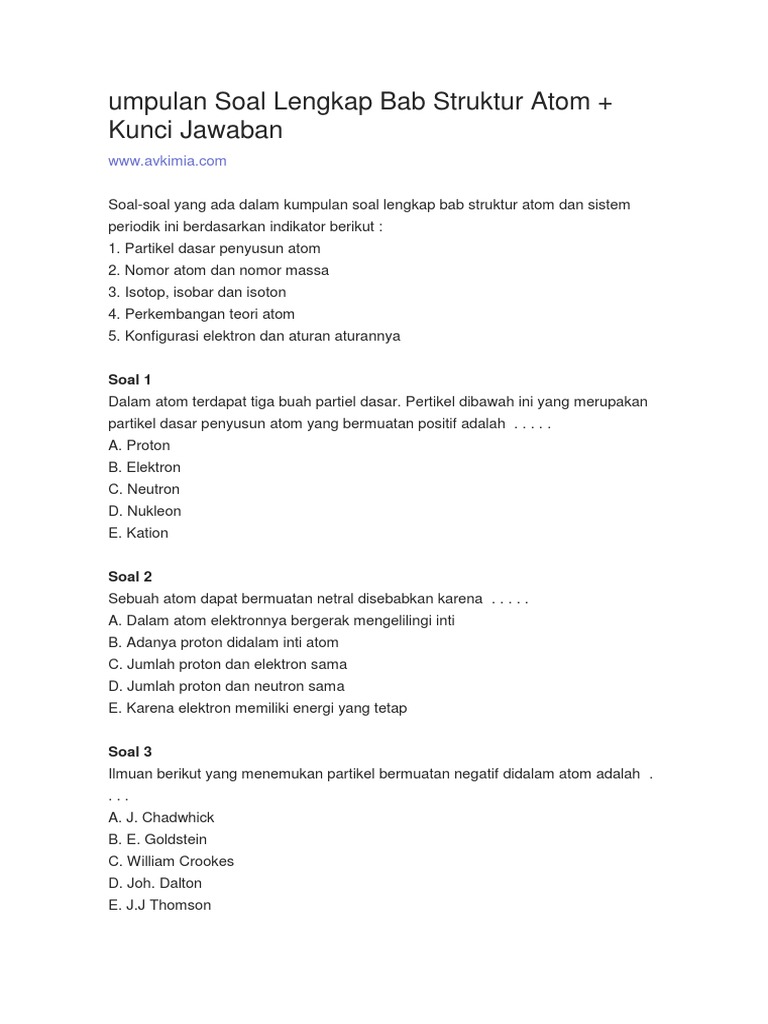 Soal Kimia Struktur Atom Docx