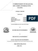 Efficiency Improvement On Solar Cell Using Zinc Oxide Anti Reflective Coating