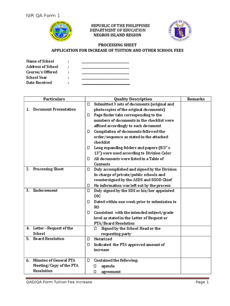 Tuition Fee Increase-Increase and Non-Increase Forms | PDF | Payments ...
