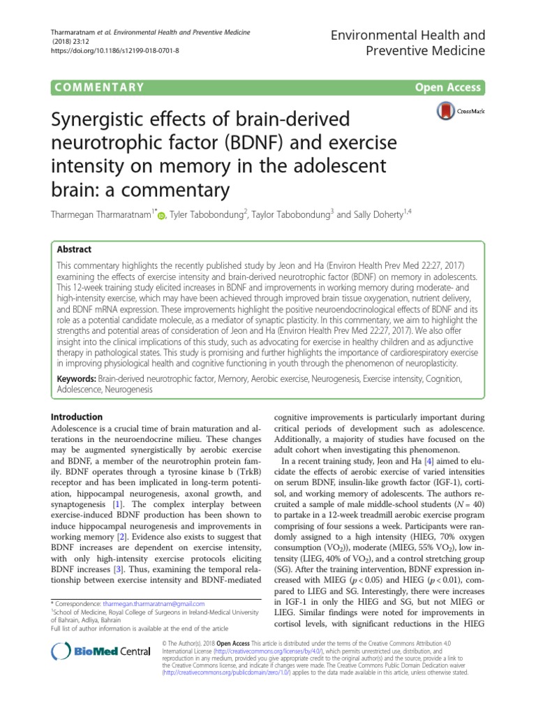 Synergistic Effects of Brain-Derived Neurotrophic Factor (BDNF) and ...