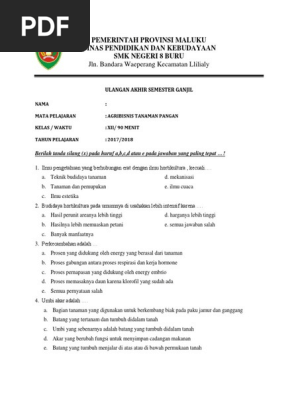 Uas Agribisnis Tanaman Pangan Kls Xii