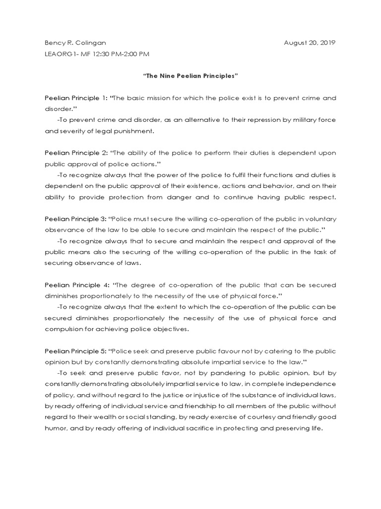 Peelian Principle 1: 