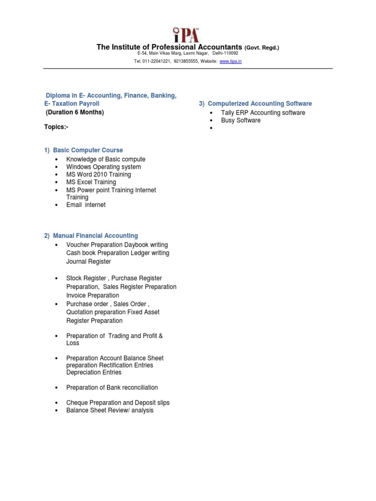 Six Months Diploma Course | PDF | Computers