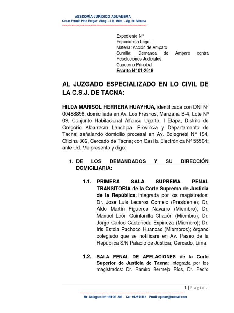 Amparo contra Resoluciones Judiciales | PDF | Sentencia (ley) | Ley ...