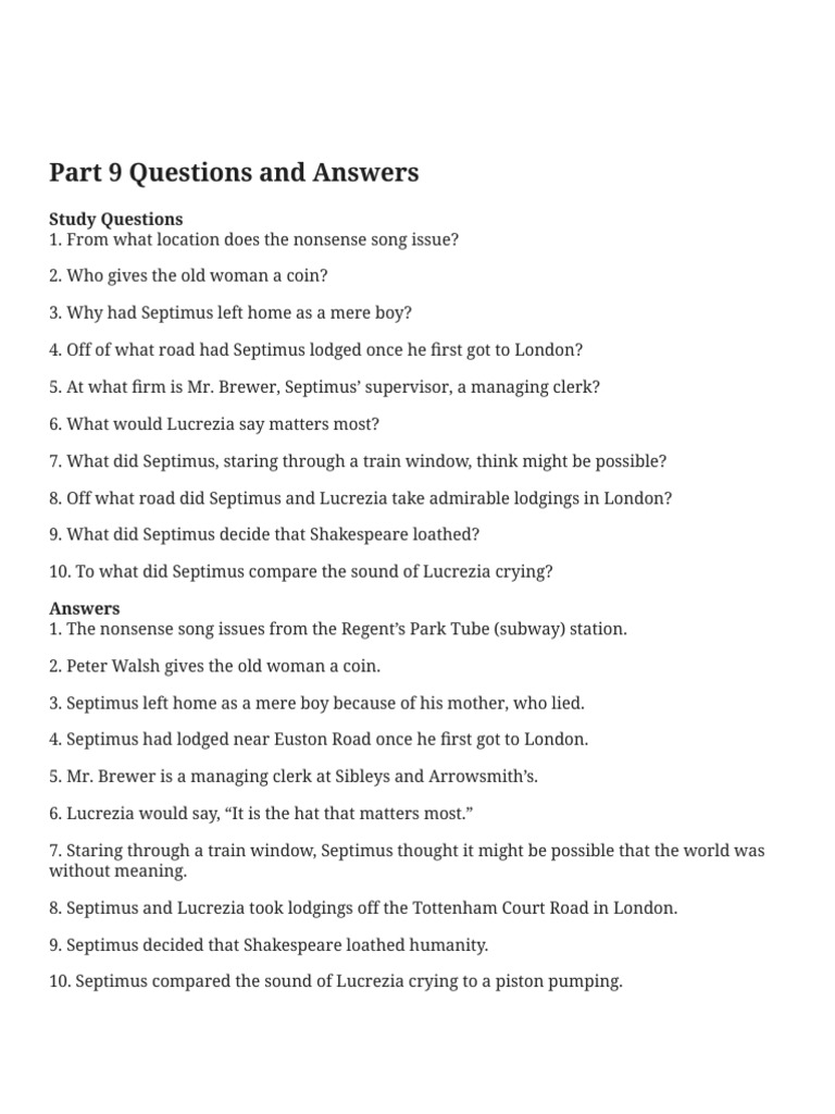 Part 9 Study Questions & Answers | PDF
