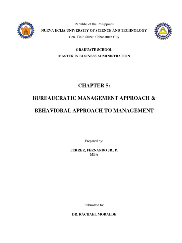 Bureaucratic & Behavioral Management Approaches | PDF | Bureaucracy ...