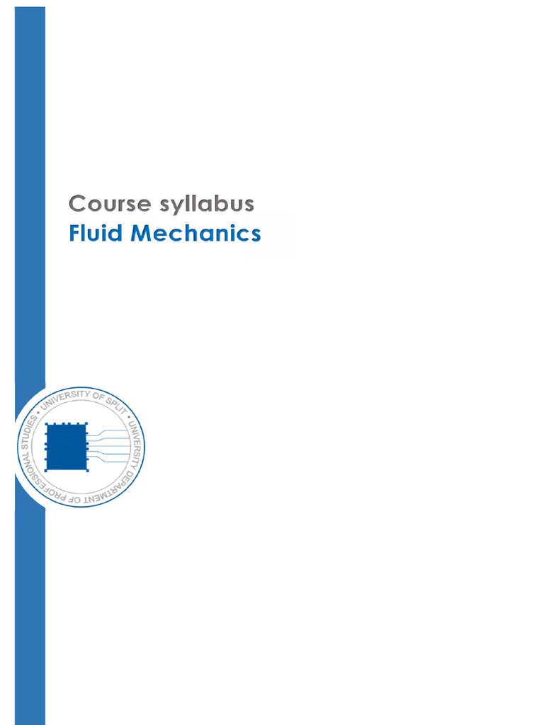 Course Syllabus Fluid Mechanics PDF Fluid Dynamics Fluid Mechanics
