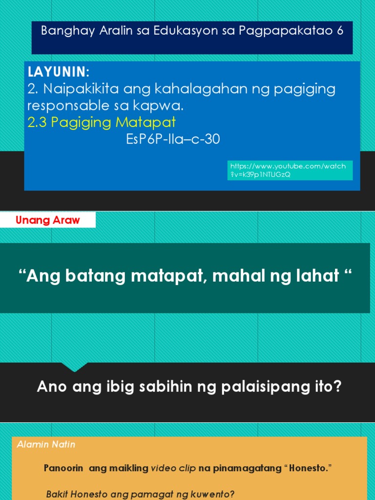 Layunin 2. Naipakikita Ang Kahalagahan Ng Pagiging Responsable Sa