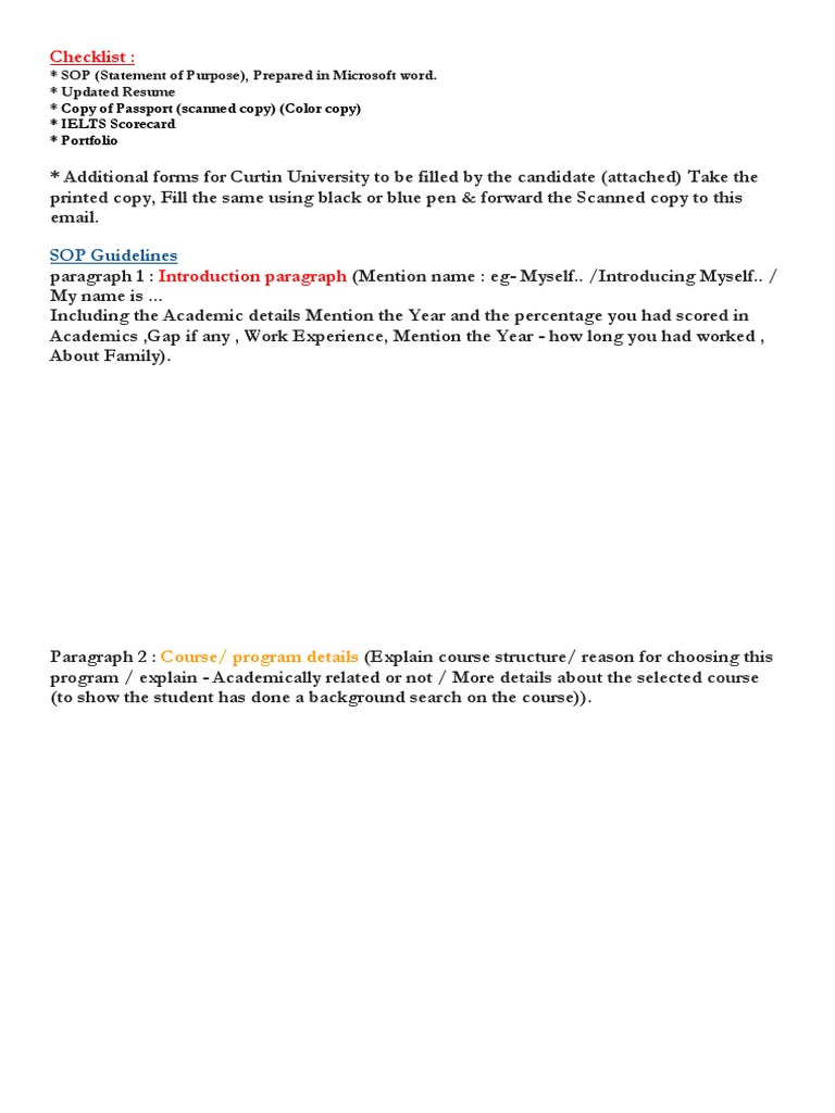 SOP Guidelines: Checklist | PDF