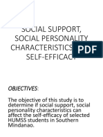 Social Support, Social Personality Characteristics, and Self-Efficacy