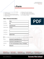 Toronto Film School Student Application Form Fillable PDF