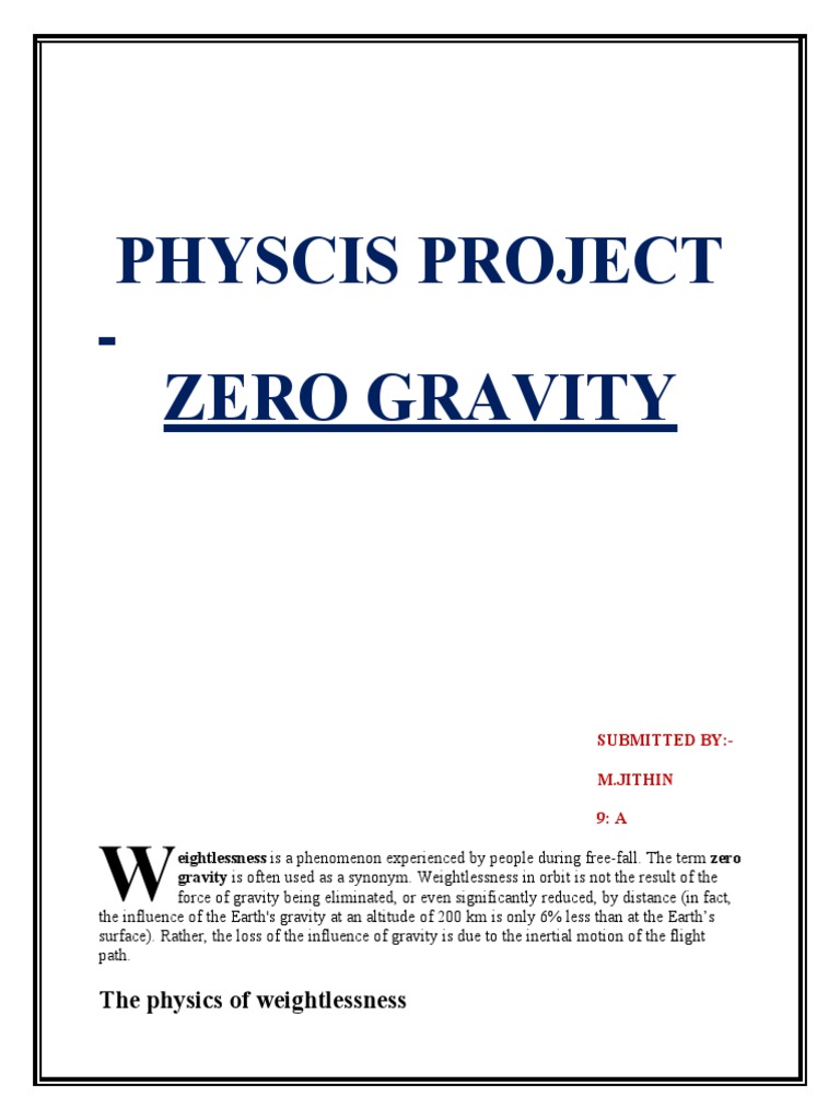 Weightlessness Is A Phenomenon Experienced by People During Free | PDF ...