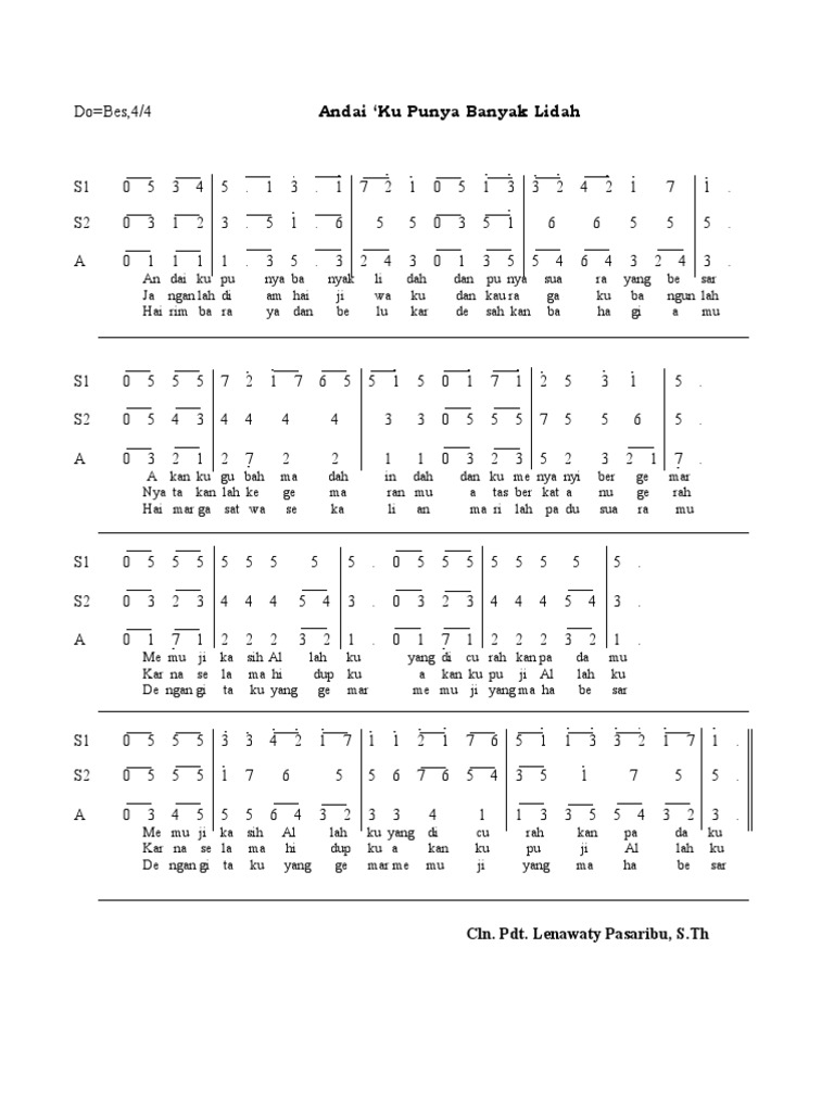Lirik dan Partitur "Andai Ku Punya Sahabat" | PDF