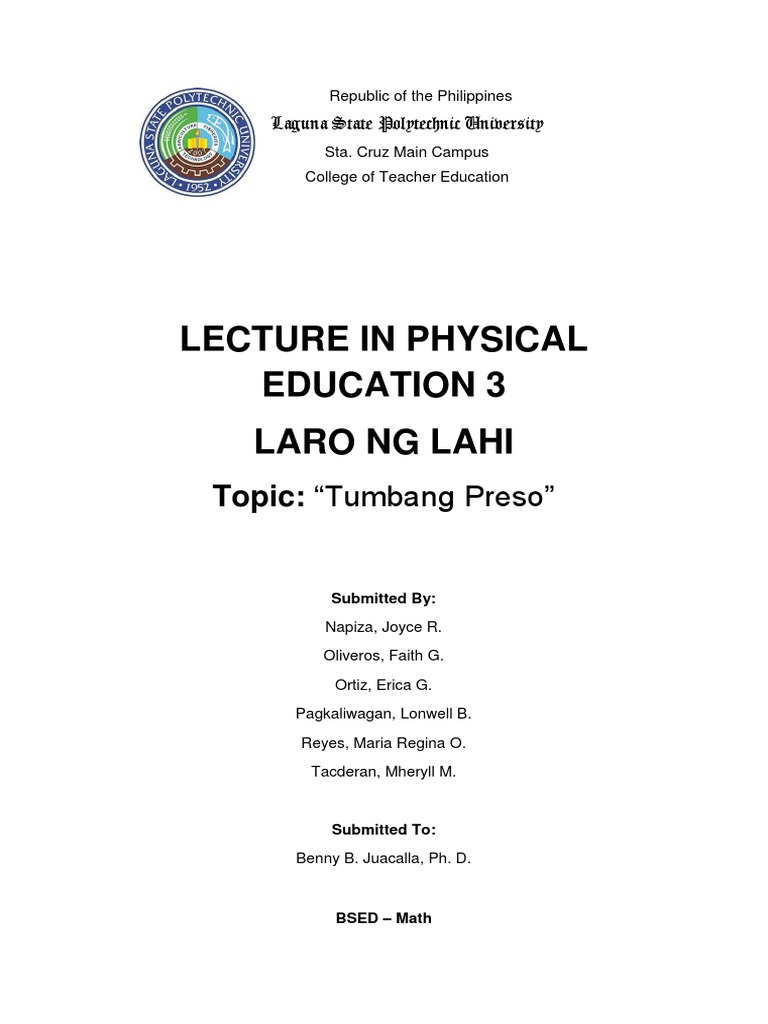 An Analysis of the Traditional Filipino Game of Tumbang Preso (Knocking