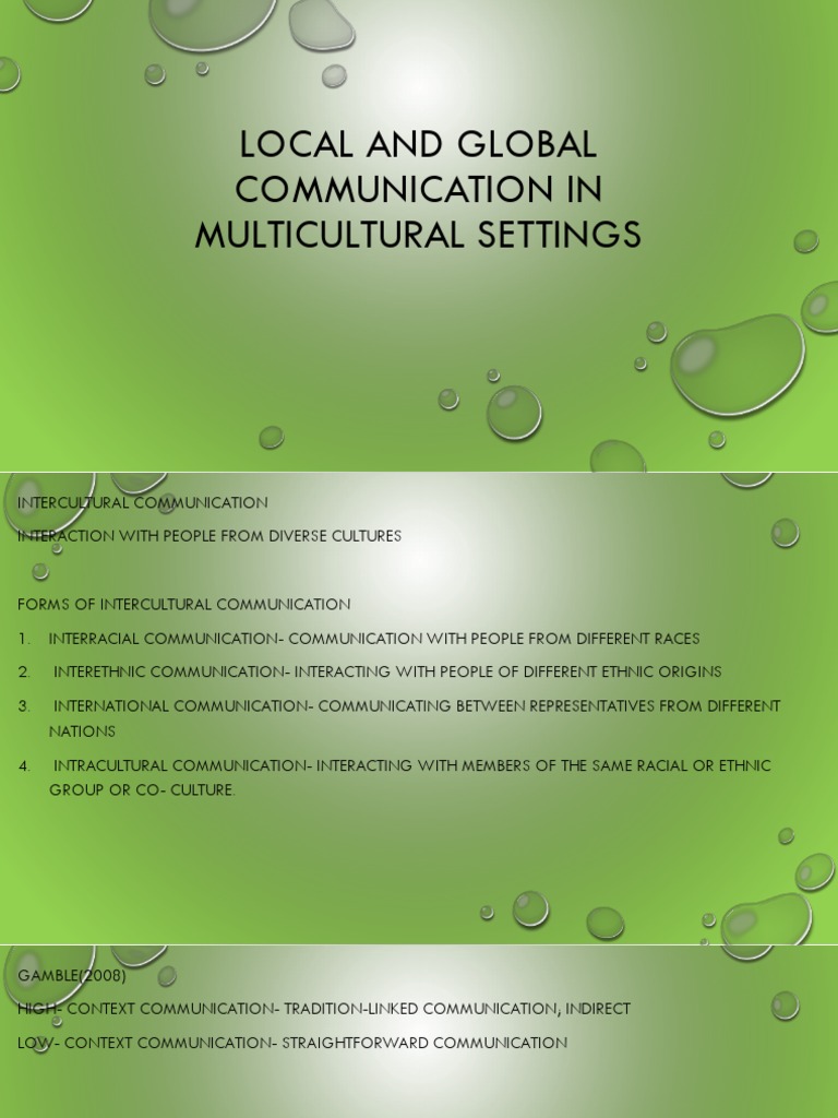 Local and Global Communication in Multicultural Settings | PDF