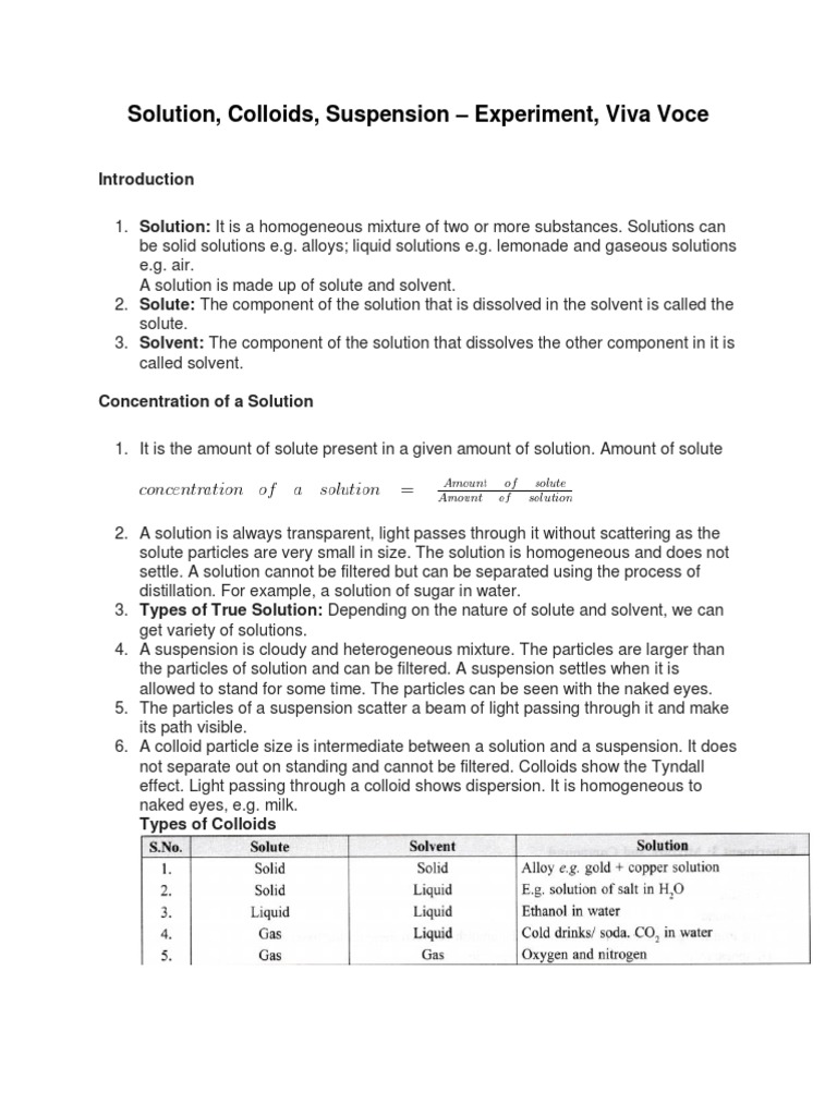 Solutions, Colloids, and Suspensions Explained | PDF | Solution | Colloid