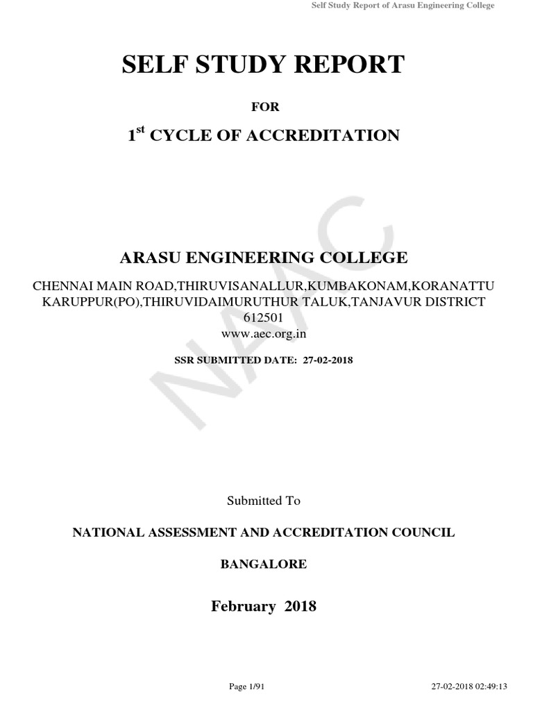 Naac SSR Arasu Engineering College | PDF | Curriculum | Educational ...