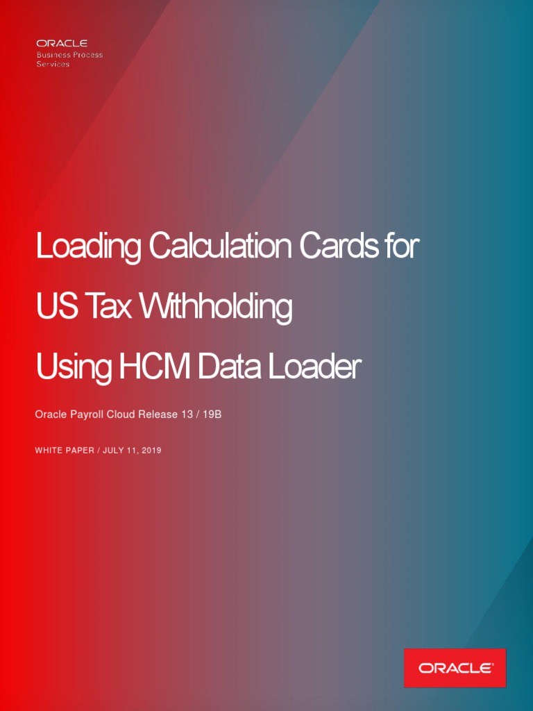 Loading Tax Withholding Information For The US Using HCM Data Loader