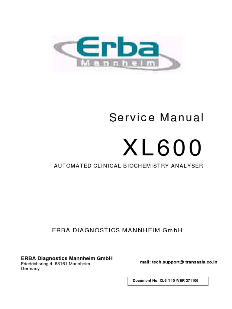 XL600 Service Manual (110V) PDF Spectrophotometry Light image picture