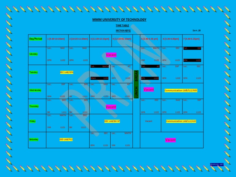 Time Table Mmmut Ece (Sec B) | PDF