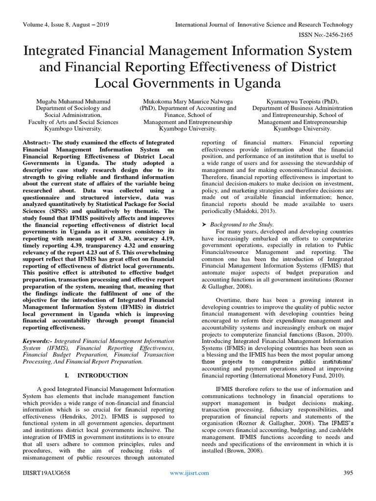 Integrated Financial Management Information System and Financial ...