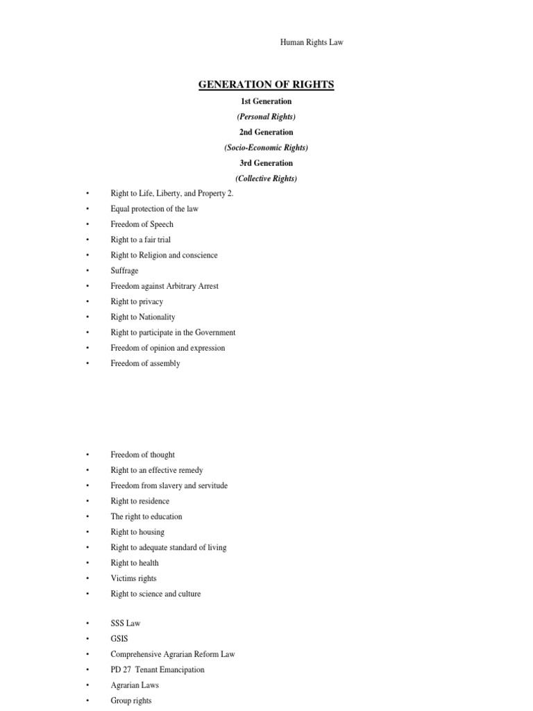 Generations of Human Rights Explained | PDF | Social Science