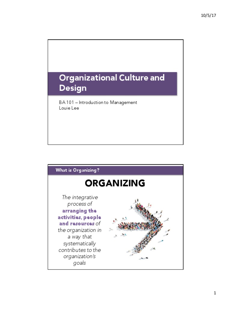 LN BA101 7 Organization Culture and Design S12017 | PDF ...