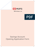 Savings Account Opening Application Form: MUFG Bank, LTD