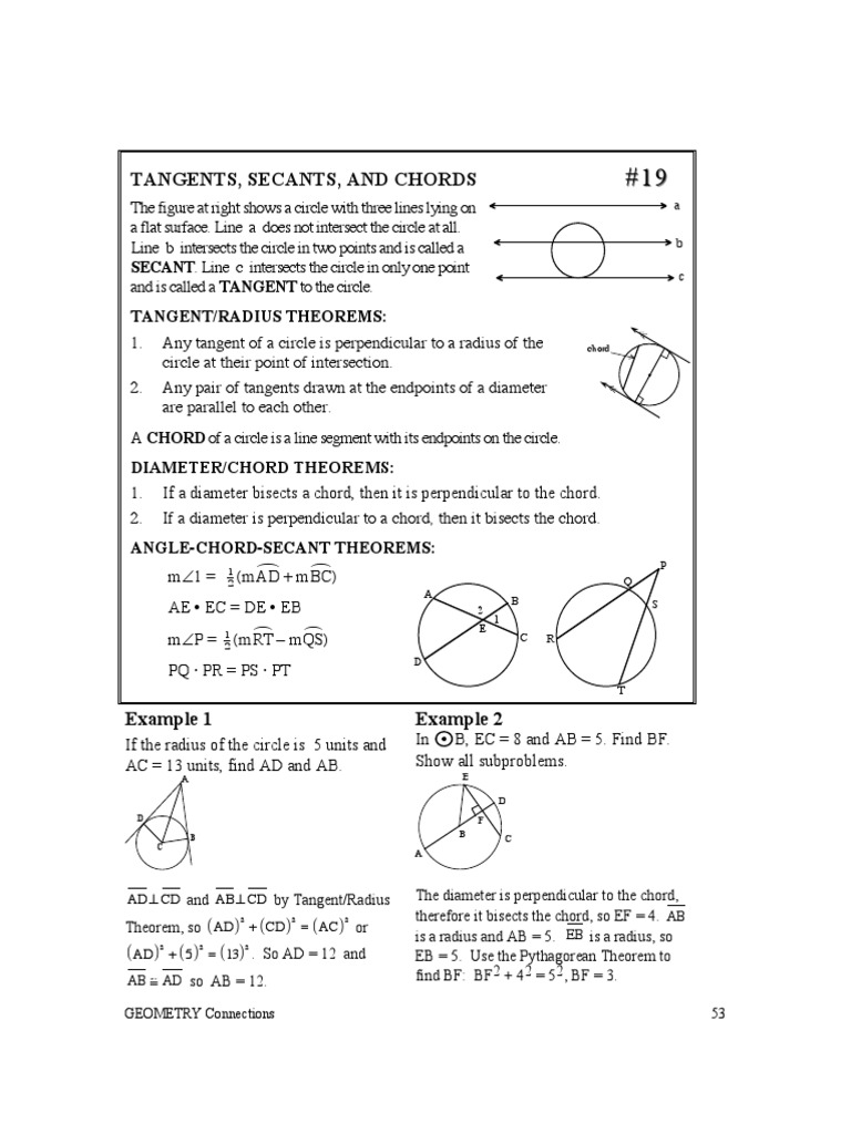 Chords, Secants, and Tangents Explained | PDF | Perpendicular | Circle