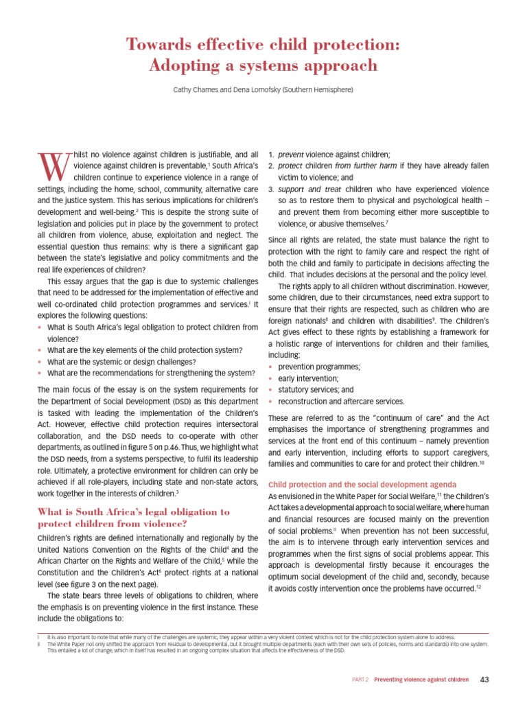 Towards Effective Child Protection: Adopting A System Approach (2014 ...