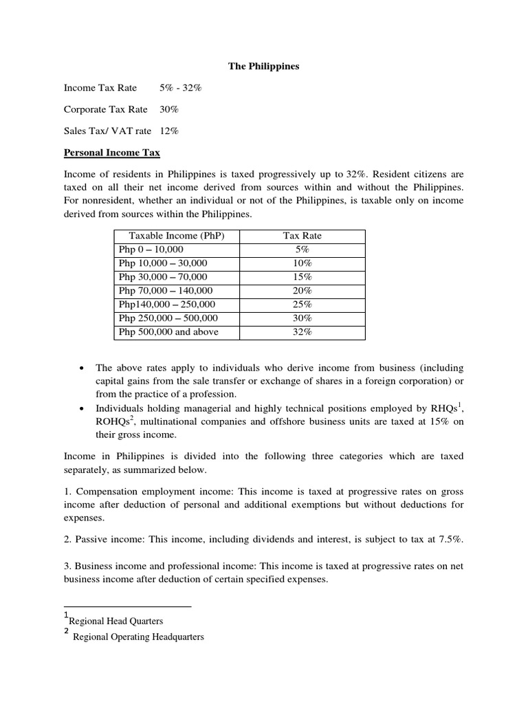 AseanTax Philippines PDF | PDF | Capital Gains Tax | Corporate Tax In ...
