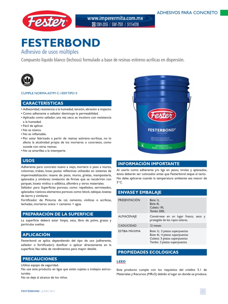 Fester Festerbond | PDF | Hormigón | Cemento
