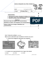 Evaluacion Historia y Geografia 1 Basico