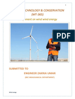 Energy Technology & Conservation (MT-365) : Assignment On Wind Wind Energy