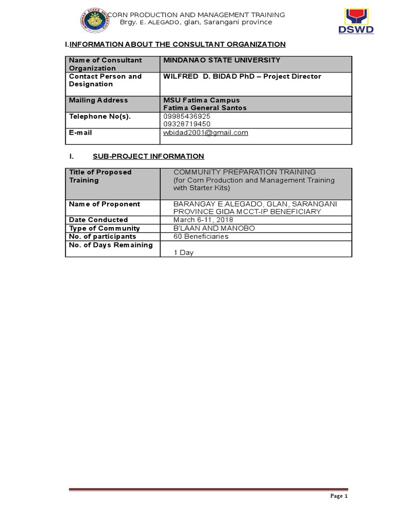 Corn Management Training for IPs | PDF | Agriculture | Maize