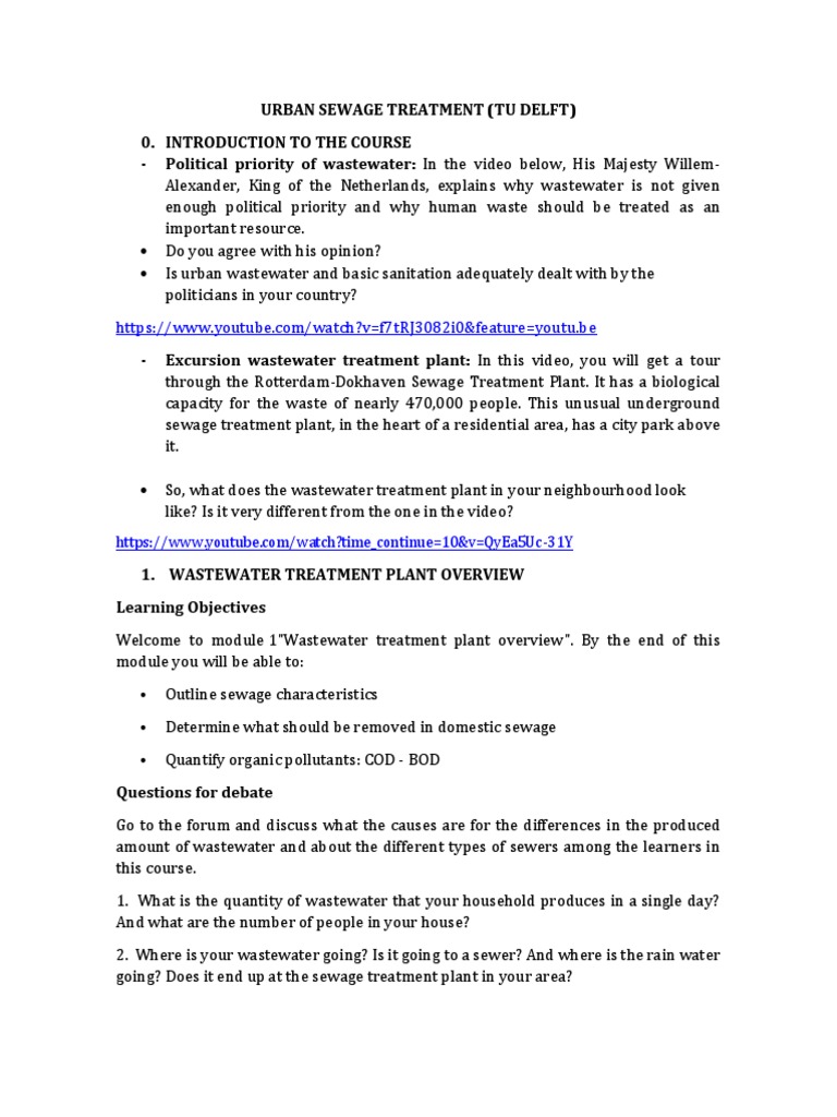 Urban Sewage Treatment | PDF | Sewage Treatment | Water Supply